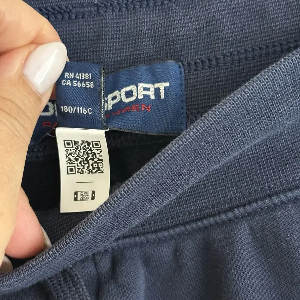 Polo Sport Ralph Lauren Jogger Pants Mens 2XB 40x28 Navy Yellow USA Flag Fleece - Picture 5 of 15